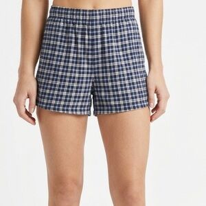 Hollister Navy & White Plaid PJ Shorts
